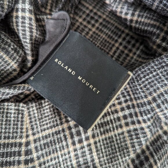 Roland Mouret Tayport Checked Bamboo Wide-leg Pants In Gray - Picture 5 of 16